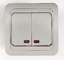 Выключатель с рамкой подсветка ASD Classico 2-кл. белый картинка